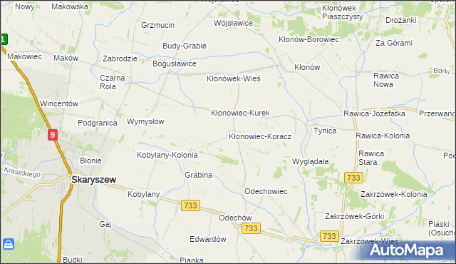 mapa Kłonowiec-Koracz, Kłonowiec-Koracz na mapie Targeo