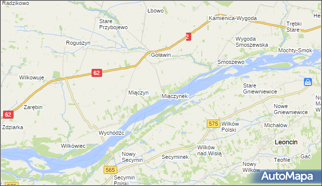 mapa Miączynek, Miączynek na mapie Targeo