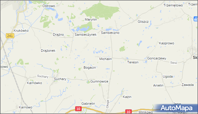 mapa Michalin gmina Nakło nad Notecią, Michalin gmina Nakło nad Notecią na mapie Targeo