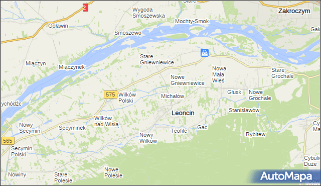 mapa Michałów gmina Leoncin, Michałów gmina Leoncin na mapie Targeo
