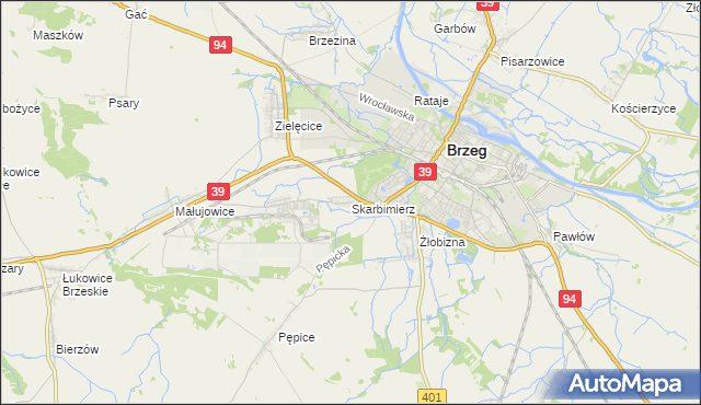 mapa Skarbimierz powiat brzeski, Skarbimierz powiat brzeski na mapie Targeo