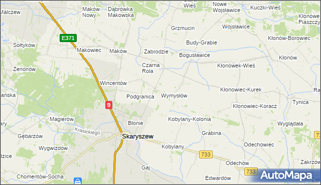 mapa Wymysłów gmina Skaryszew, Wymysłów gmina Skaryszew na mapie Targeo