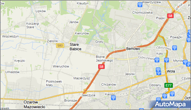 mapa Blizne Jasińskiego, Blizne Jasińskiego na mapie Targeo