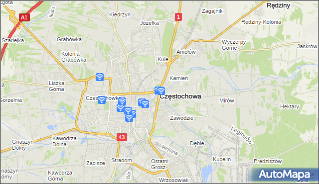 mapa Częstochowy, Częstochowa na mapie Targeo