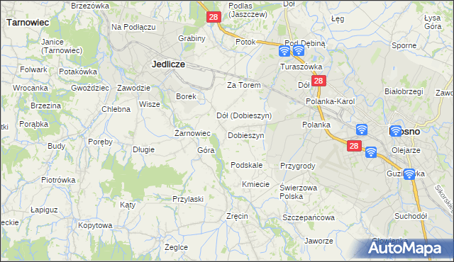 mapa Dobieszyn gmina Jedlicze, Dobieszyn gmina Jedlicze na mapie Targeo