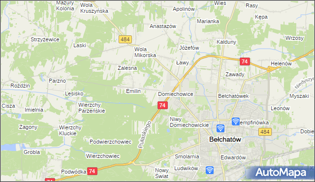 mapa Domiechowice, Domiechowice na mapie Targeo