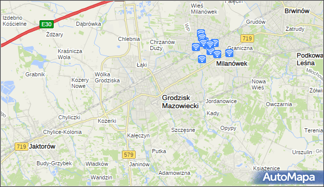 mapa Grodzisk Mazowiecki, Grodzisk Mazowiecki na mapie Targeo