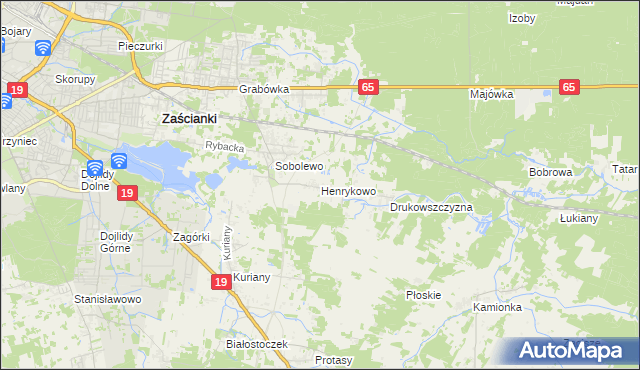 mapa Henrykowo gmina Supraśl, Henrykowo gmina Supraśl na mapie Targeo