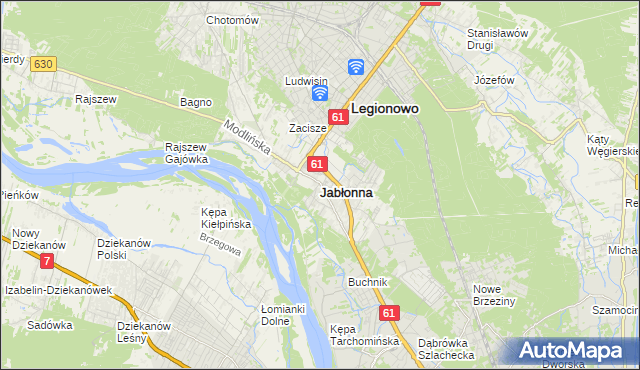 mapa Jabłonna powiat legionowski, Jabłonna powiat legionowski na mapie Targeo