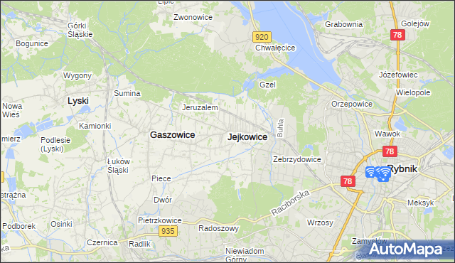 mapa Jejkowice, Jejkowice na mapie Targeo