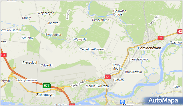 mapa Kosewo gmina Pomiechówek, Kosewo gmina Pomiechówek na mapie Targeo