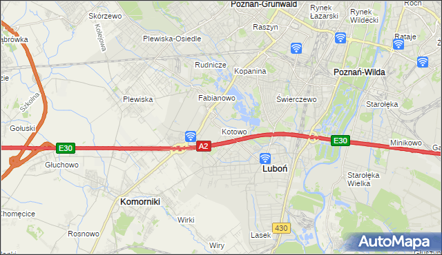 mapa Kotowo gmina Poznań, Kotowo gmina Poznań na mapie Targeo