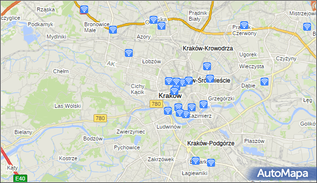 mapa Krakowa, Kraków na mapie Targeo