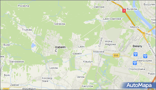 mapa Laski gmina Izabelin, Laski gmina Izabelin na mapie Targeo