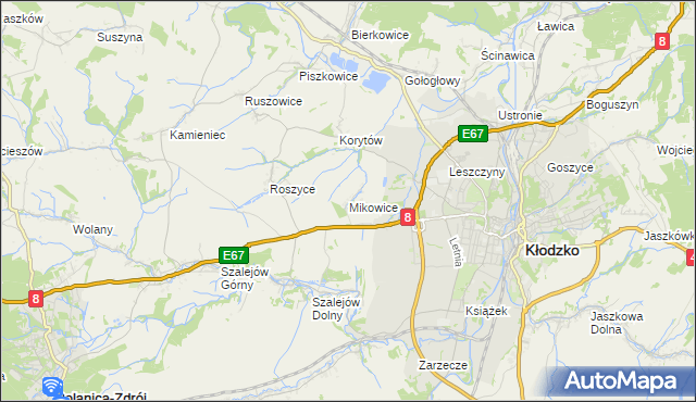 mapa Mikowice gmina Kłodzko, Mikowice gmina Kłodzko na mapie Targeo