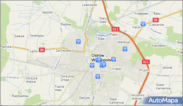 mapa Ostrów Wielkopolski, Ostrów Wielkopolski na mapie Targeo
