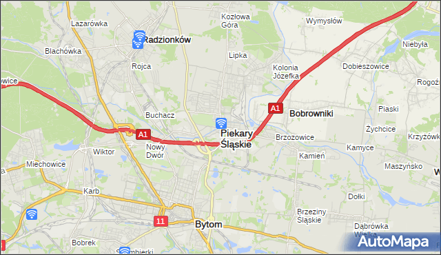 mapa Piekary Śląskie, Piekary Śląskie na mapie Targeo