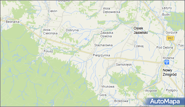 mapa Pielgrzymka gmina Osiek Jasielski, Pielgrzymka gmina Osiek Jasielski na mapie Targeo