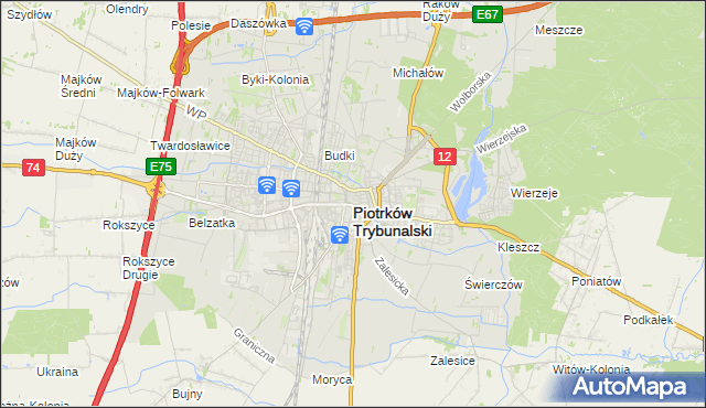 mapa Piotrków Trybunalski, Piotrków Trybunalski na mapie Targeo