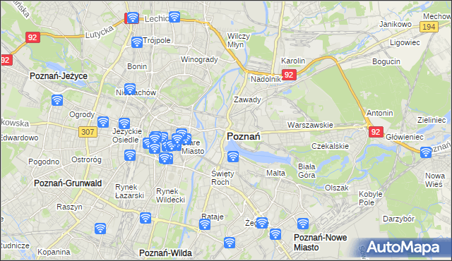 mapa Poznania, Poznań na mapie Targeo