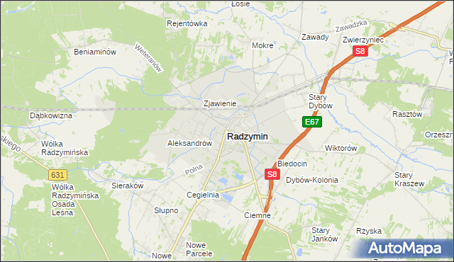 mapa Radzymin powiat wołomiński, Radzymin powiat wołomiński na mapie Targeo