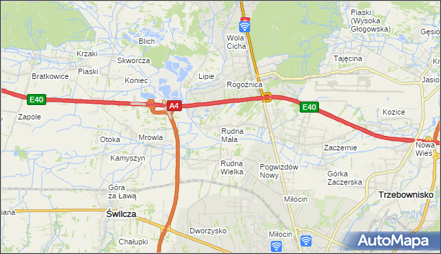mapa Rudna Mała gmina Głogów Małopolski, Rudna Mała gmina Głogów Małopolski na mapie Targeo