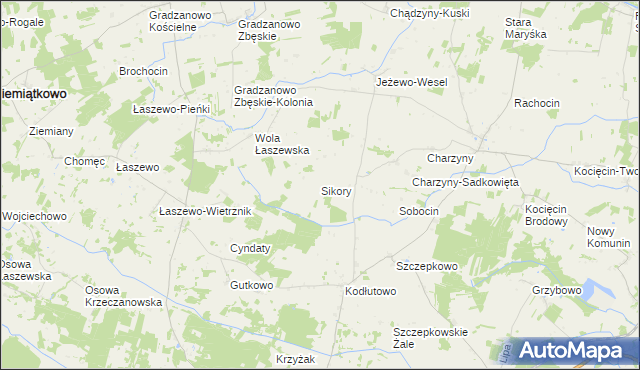 mapa Sikory gmina Raciąż, Sikory gmina Raciąż na mapie Targeo