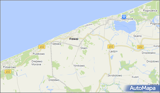 mapa Śliwin, Śliwin na mapie Targeo