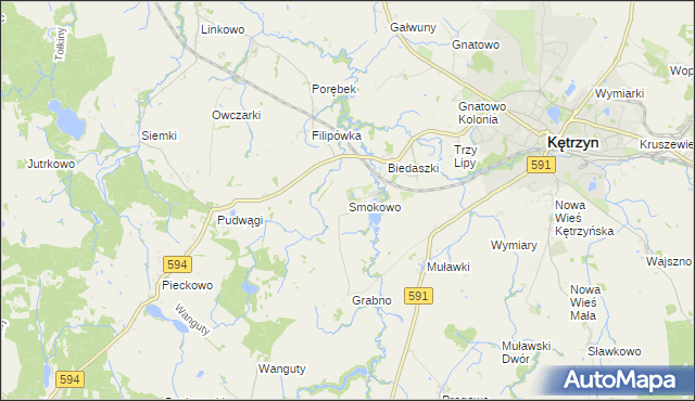 mapa Smokowo gmina Kętrzyn, Smokowo gmina Kętrzyn na mapie Targeo