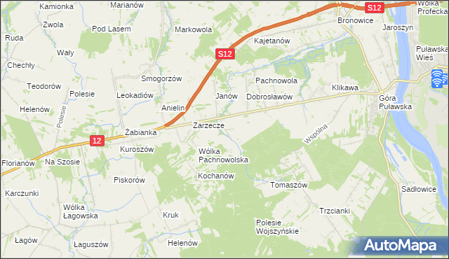 mapa Sosnów gmina Puławy, Sosnów gmina Puławy na mapie Targeo