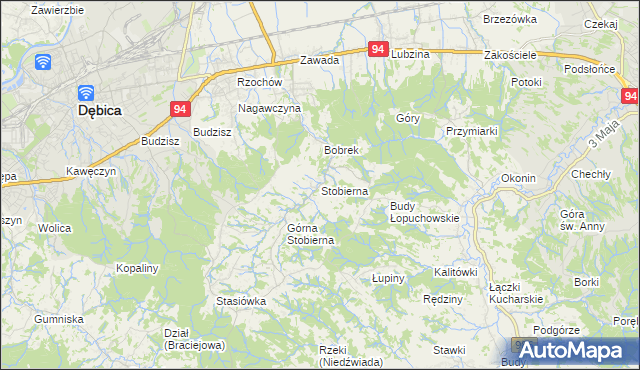 mapa Stobierna gmina Dębica, Stobierna gmina Dębica na mapie Targeo