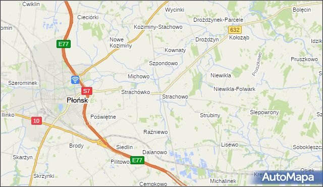 mapa Strachowo, Strachowo na mapie Targeo