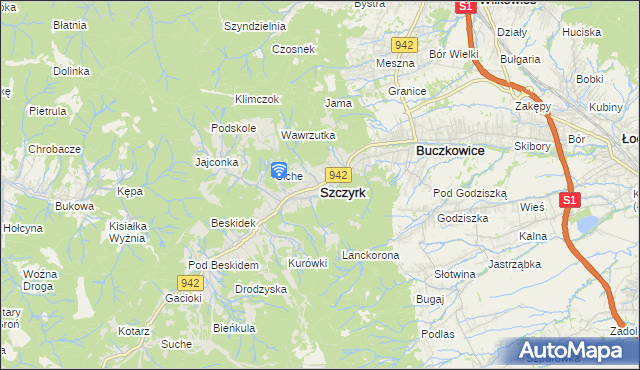 mapa Szczyrk, Szczyrk na mapie Targeo