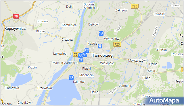 mapa Tarnobrzegu, Tarnobrzeg na mapie Targeo