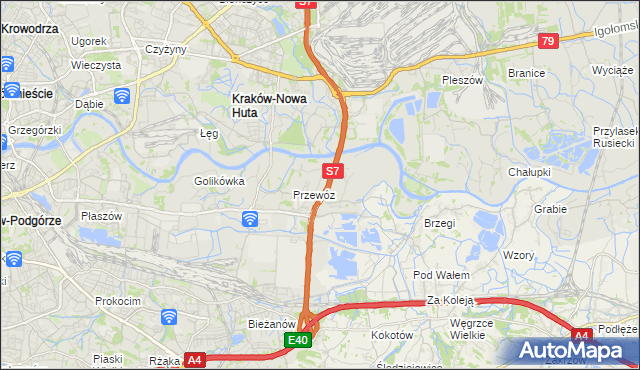 mapa Ulica gmina Kraków, Ulica gmina Kraków na mapie Targeo