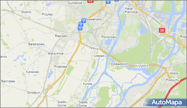 mapa Ustowo, Ustowo na mapie Targeo