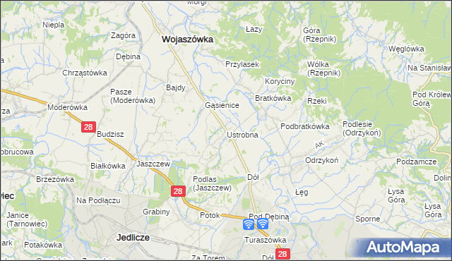 mapa Ustrobna, Ustrobna na mapie Targeo