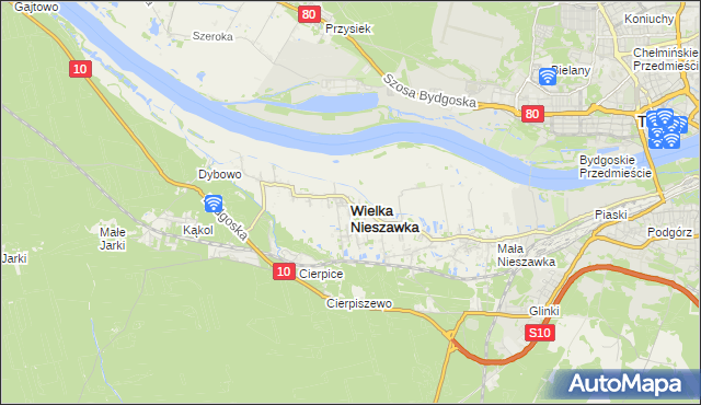 mapa Wielka Nieszawka, Wielka Nieszawka na mapie Targeo