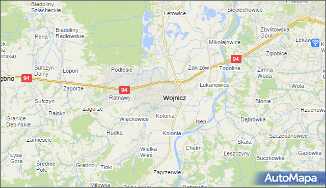 mapa Wojnicz, Wojnicz na mapie Targeo