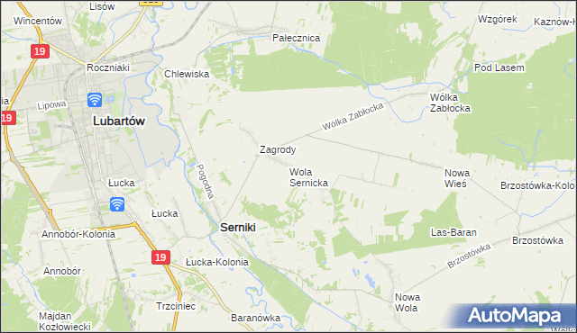 mapa Wola Sernicka, Wola Sernicka na mapie Targeo