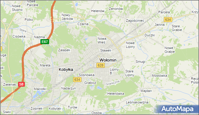 mapa Wołomin, Wołomin na mapie Targeo