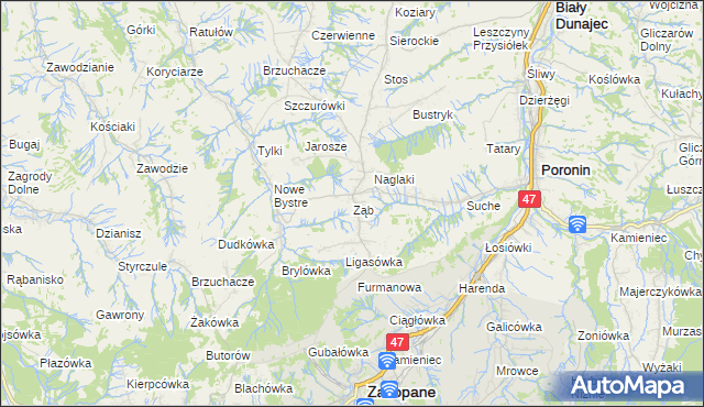 mapa Ząb, Ząb na mapie Targeo