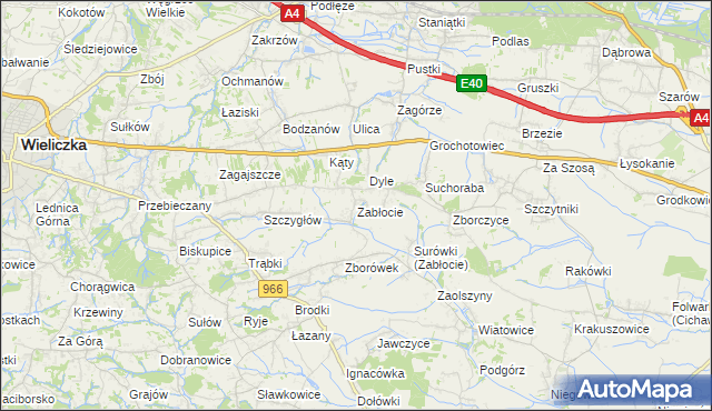 mapa Zabłocie gmina Biskupice, Zabłocie gmina Biskupice na mapie Targeo