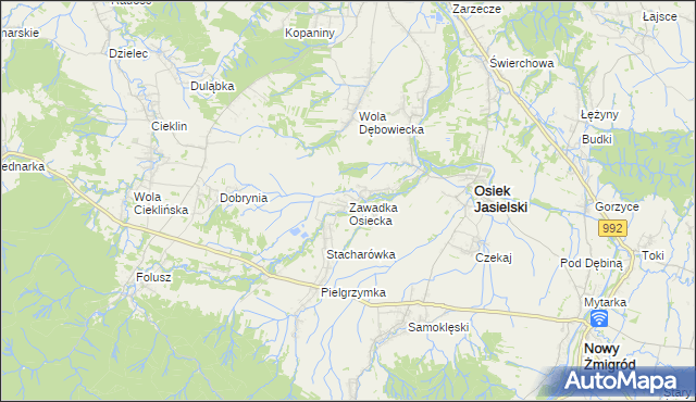 mapa Zawadka Osiecka, Zawadka Osiecka na mapie Targeo