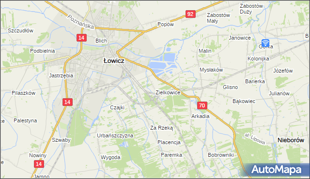 mapa Zielkowice, Zielkowice na mapie Targeo
