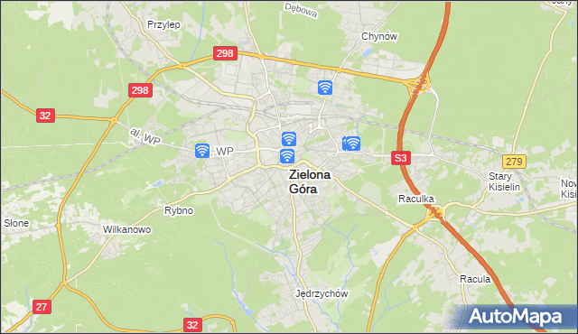 mapa Zielona Góra, Zielona Góra na mapie Targeo