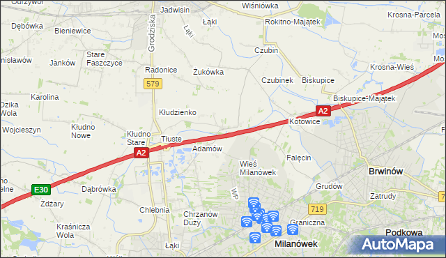 mapa Żuków gmina Grodzisk Mazowiecki, Żuków gmina Grodzisk Mazowiecki na mapie Targeo