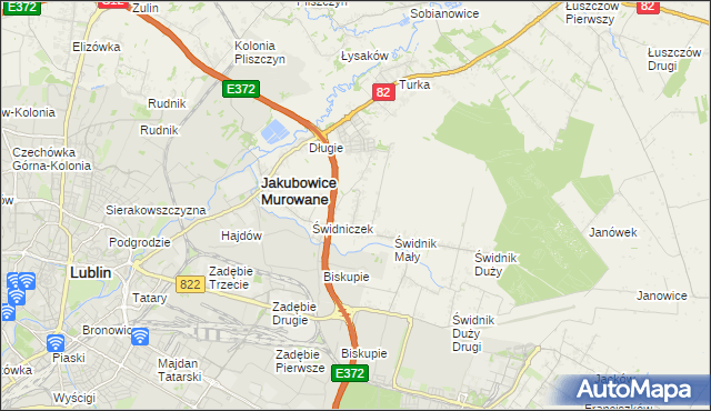 mapa Biskupie-Kolonia gmina Wólka, Biskupie-Kolonia gmina Wólka na mapie Targeo