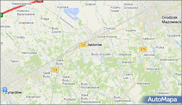 mapa Budy-Grzybek, Budy-Grzybek na mapie Targeo