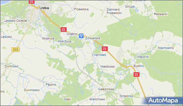 mapa Charnowo gmina Ustka, Charnowo gmina Ustka na mapie Targeo